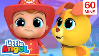 Baby John Wants To Be A Fireman | Little Angel - Bingo and Baby John | Nursery Rhymes and Kids Songs