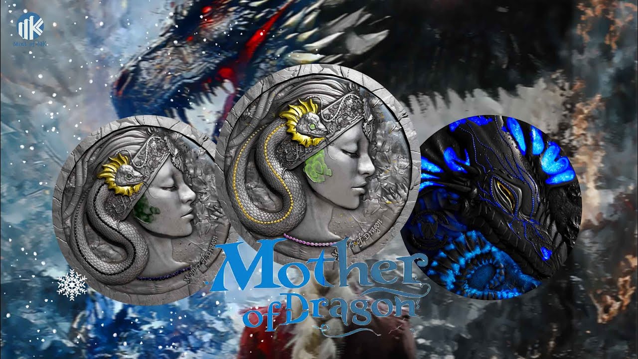 2025 Cameroon 2 oz Mother of Dragon HR Color Silver Coin