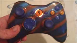 Mad Kustom Controllers Xbox 360 controller  Tiger Stripe update BLUE AND ORANGE xbox 360