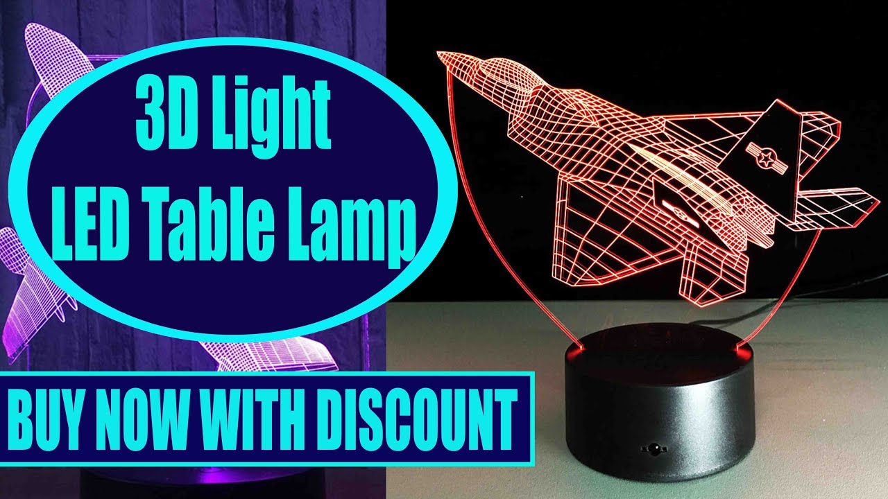 BOCHSBC Air Plane Table 3D Light LED Lamp Touch or Remote Control ...
