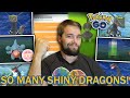 SHINY DEINO HUNT! 6 SHINY POKEMON CAUGHT! OVER 40 RAYQUAZA RAIDS! (Pokemon GO Dragon Week)