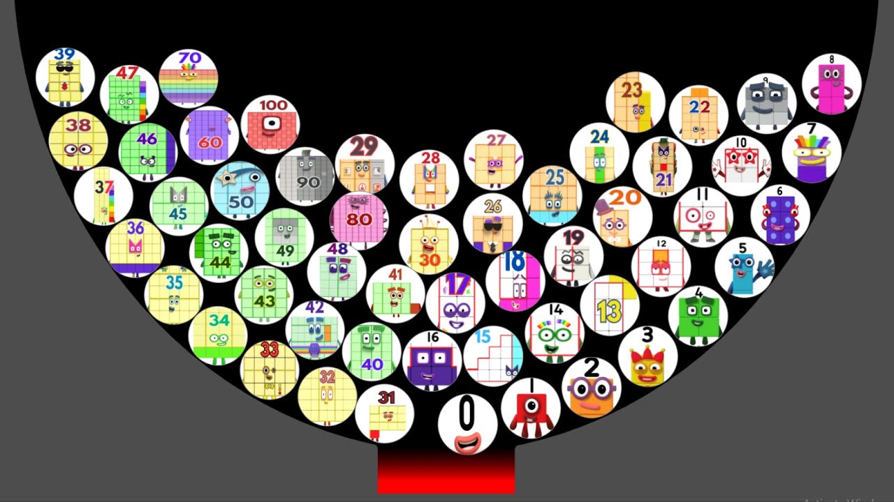 ( SPECIAL ) 56 NUMBERBLOCKS Marble Race In Algodoo - Who Will Win At All ???