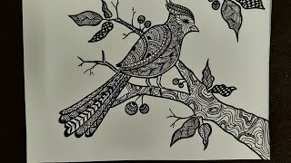 Bird Zentangle Art | How to draw a bird