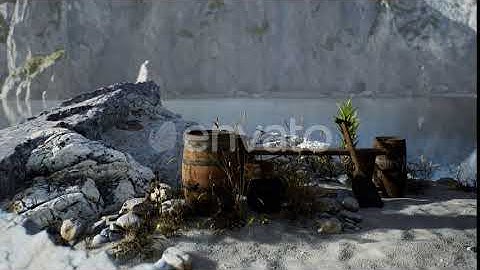 Wooden Barrels with Sea Fish at the Sand Beach | Motion Graphics - Envato elements