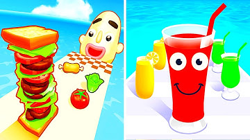 Sandwich Runner vs Juice Run 🥪🧃 Satisfying Levels Gameplay Walkthrough Android iOS KP63