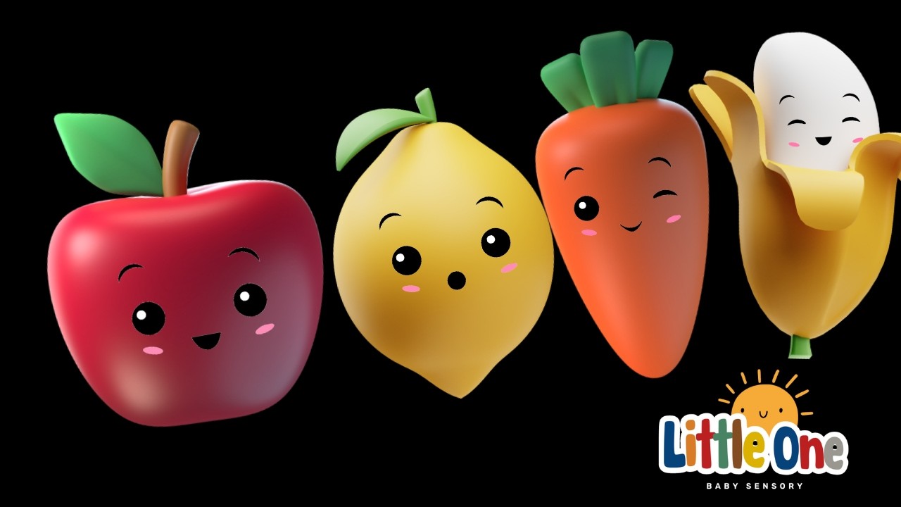 Dancing veggies -Dancing fruits- CUTE Animation - Baby Sensory video - High Contrast Sensory