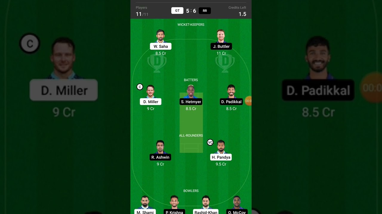 gt vs rr dream11 prediction | gujarat vs rajasthan dream11 prediction | dream11 team of today match