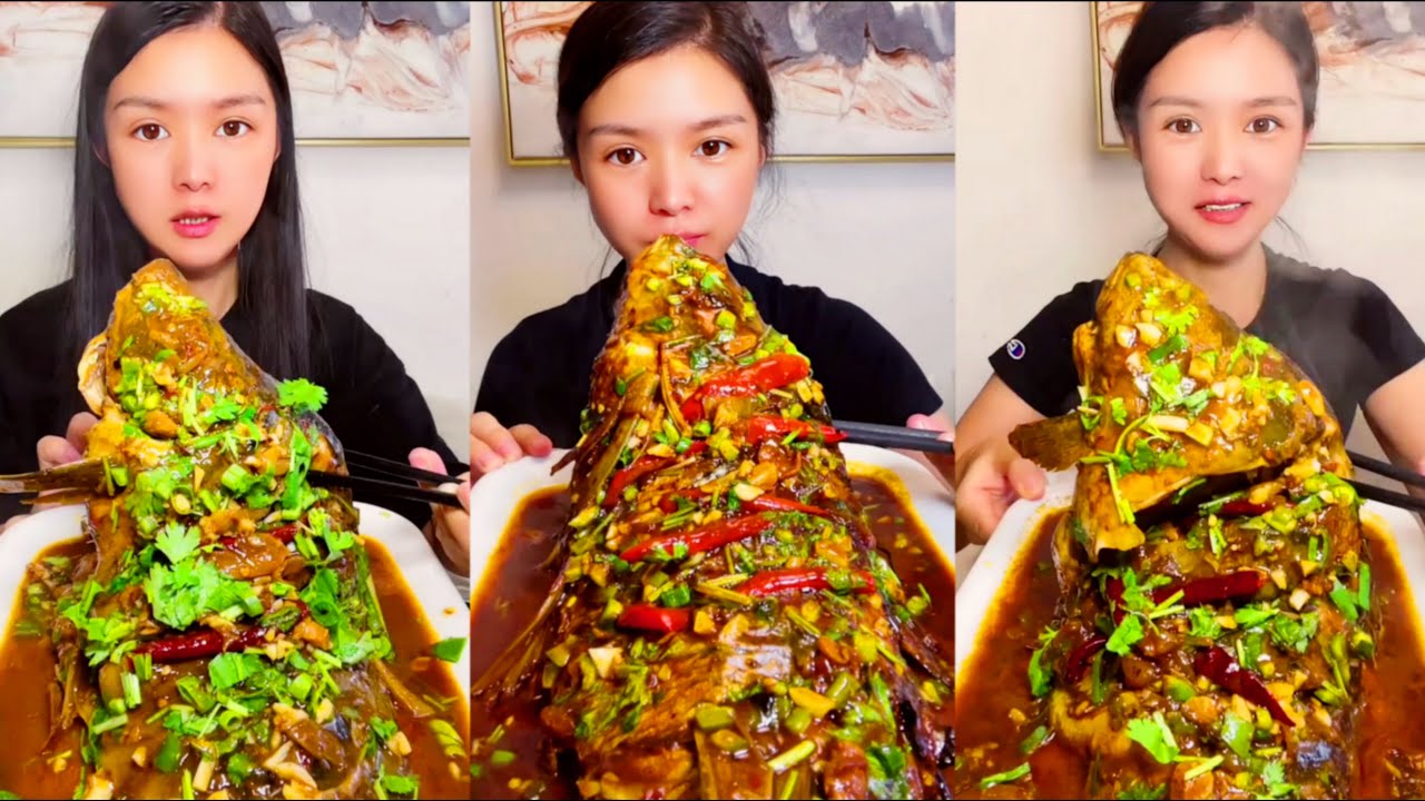 Eating Spicy Big Fish Fry Mukbang | Eating Fish Curry | ASMR Eating Videos