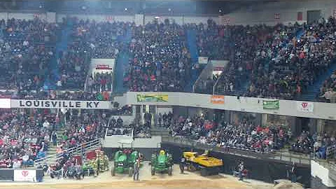 Crowd Doing the WAVE in Honor of BUTCH KRIEGER  NFMS Championship tractor pull Louisville Ky 2023