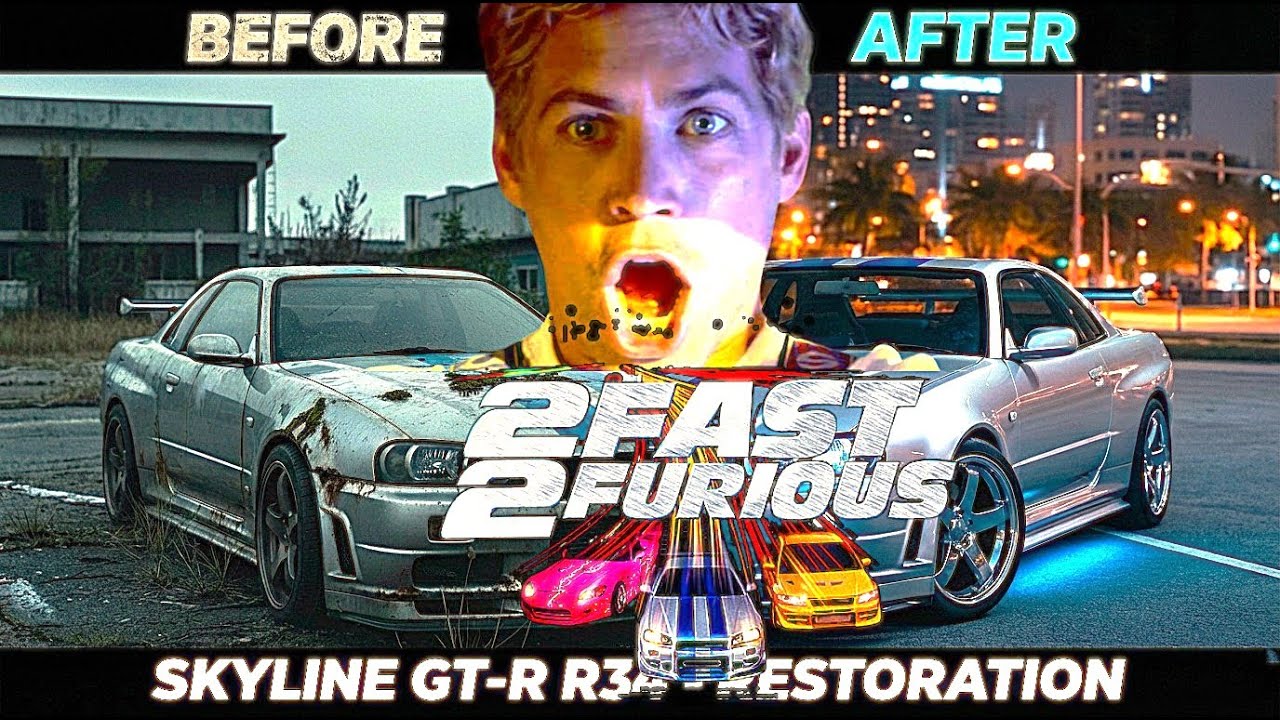 Lost for Decades 2003 Brian's Skyline from 2 Fast 2 Furious | Scene with  AI Paul Walker in the end