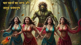 चार बहनों का भाग्य और जादुई वनमानुष | Moral Story | Hindi Kahani | Kahaniya | Jadui Kahani