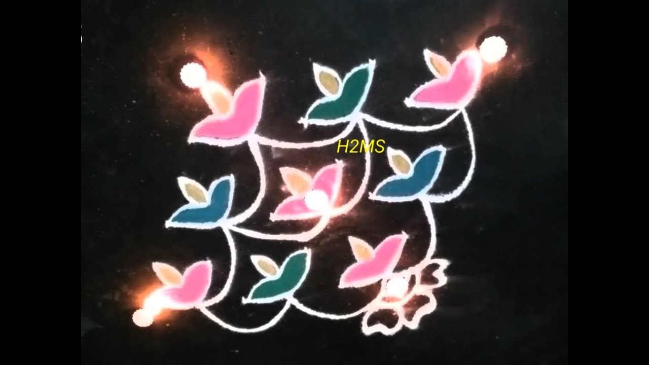 How to make simple Rangoli for Diwali 2024/ free hand Rangoli / beautiful Deepam/Diya rangoli ideas