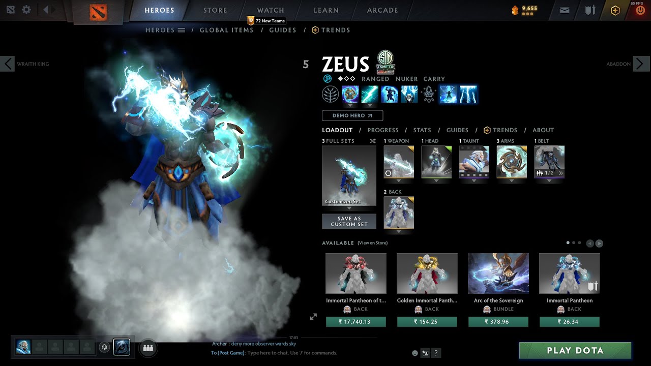 Zeus Hitter with Lightning Hands in Dota2 Turbo!!
