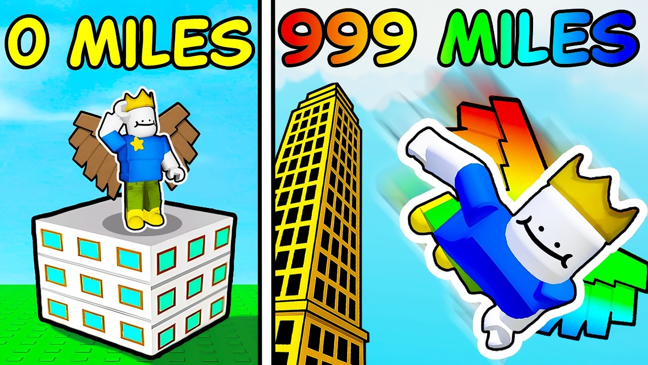 building MAX LEVEL TOWER to fly further in Roblox...