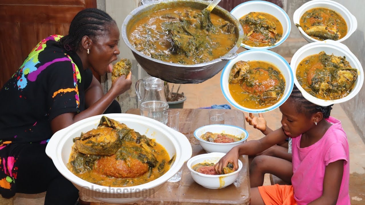 I MADE NIGERIAN MOST DELICIOUS & POPULAR BITTER LEAF OHA SOUP !! #COOKING LUNCH MILLET + TUWO...