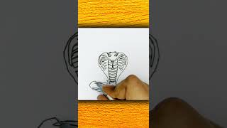 How to draw a Cobra Snake 🐍 Rattle Easy Animal Drawing Black Cape King 👑 | Reptile SketchTutorial