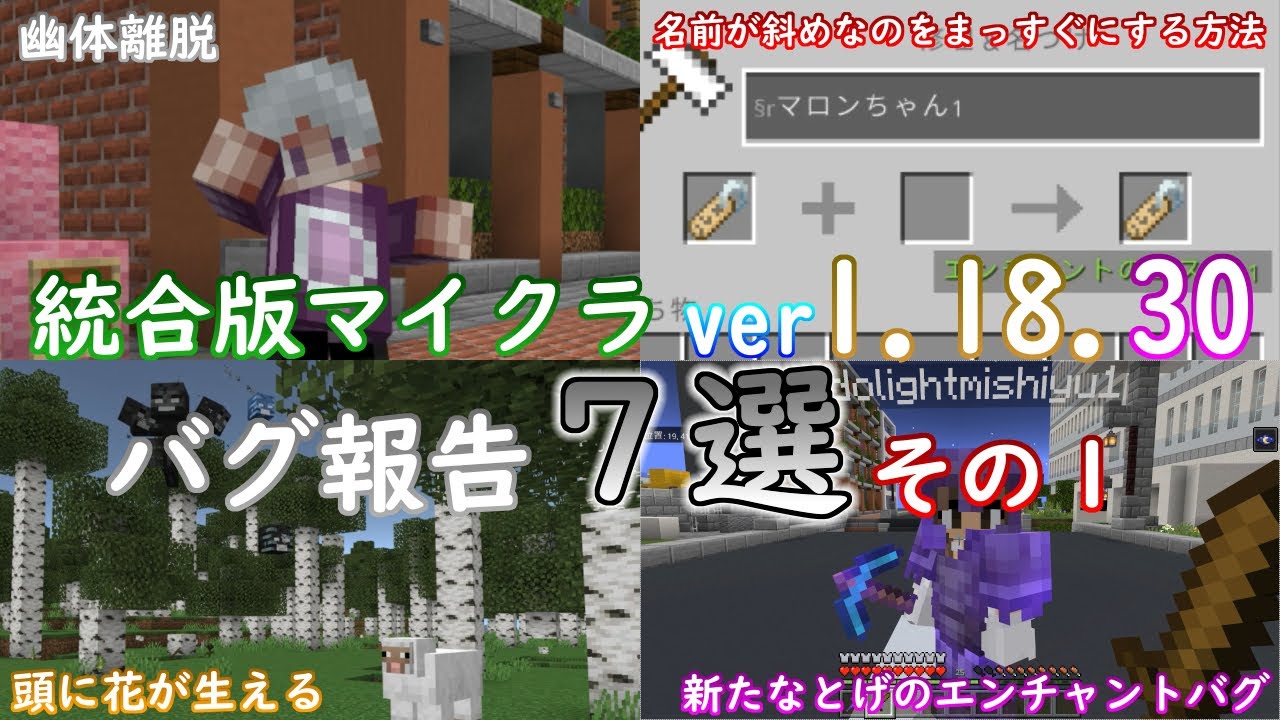 統合版マイクラ Ver1 18 30 マイクラのバグ7選 その1 統合版マインクラフト バグ報告会 Switch Win10 Pe Ps4 Xbox Youtube