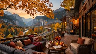 Stress Relief with Autumn Fireplace Ambience 🔥 Soft Jazz Music for Work & Cozy Rest on the Porch 🍂 screenshot 2