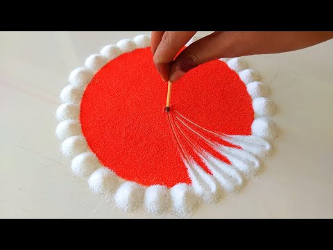 Simple Rangoli With Matchstick For Diwali | Diwali Rangoli | Diwali Kolam | धनतेरस, दिवाली की रंगोली