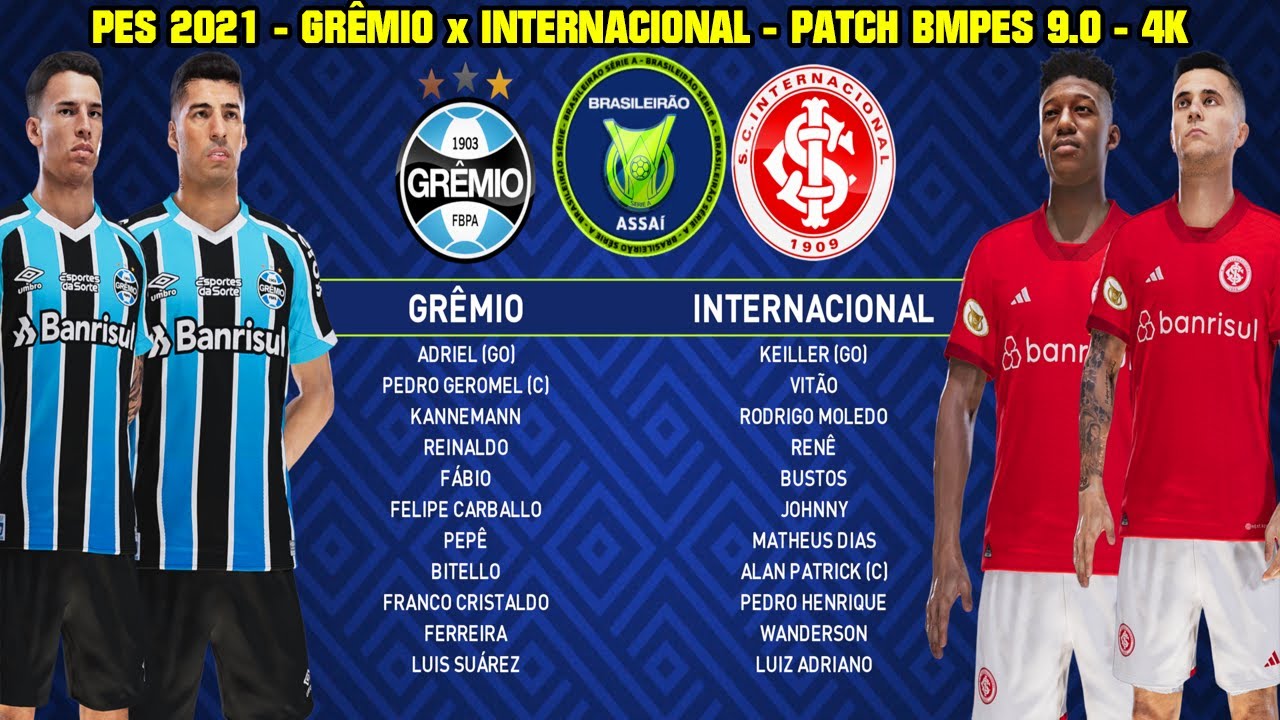 PES 2021 - GRÊMIO x INTERNACIONAL - PATCH BMPES 9.0 - GAMEPLAY EM 4K ...