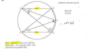 0580 02 J 06 Q18   Geometry, Angles in Circles