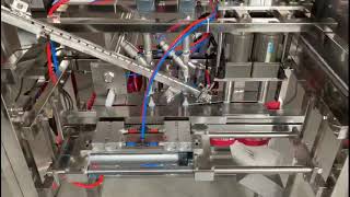 Automatic linear dual head spout pouch filling capping machine