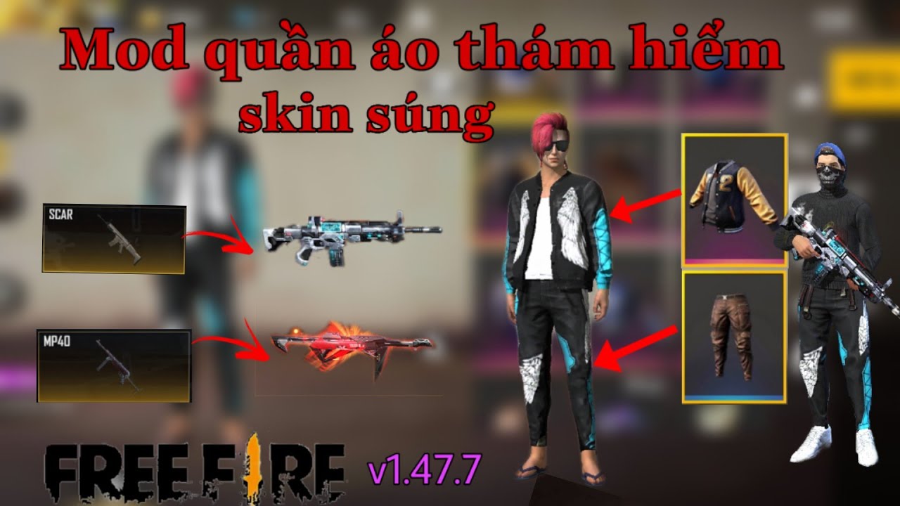 [Free Fire]Hướng dẫn Mod SKIN SCAR TITAN,MP40 CƠ ĐỎ,QUẦN ÁO NHÀ THÁM