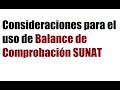 Consideraciones para el uso de Balance de Comprobación SUNAT