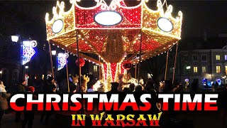 Christmas Time in Warsaw! | City at night | 4K