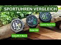 Sportuhren Vergleich - Amazfit T-Rex 3 vs. Polar M3 vs. Coros Pace Pro
