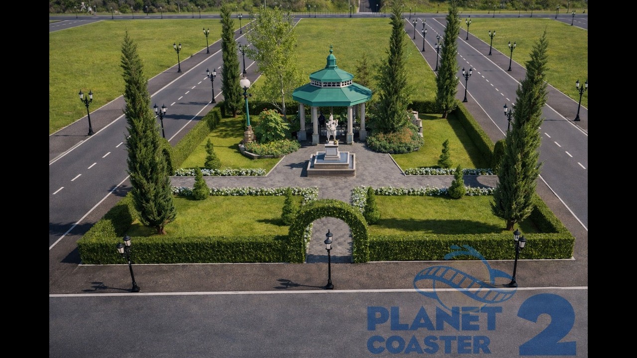 Грейвс-Пойнт: Банк, больница, Макдоналдс, магазины и парк (Planet Coaster 2)
