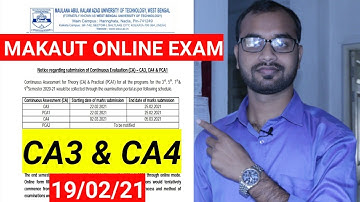 MAKAUT ONLINE EXAM || New Notice for CA3,CA4 & PCA1 Number Submission(3rd, 5th, 7th & 9th Sem)