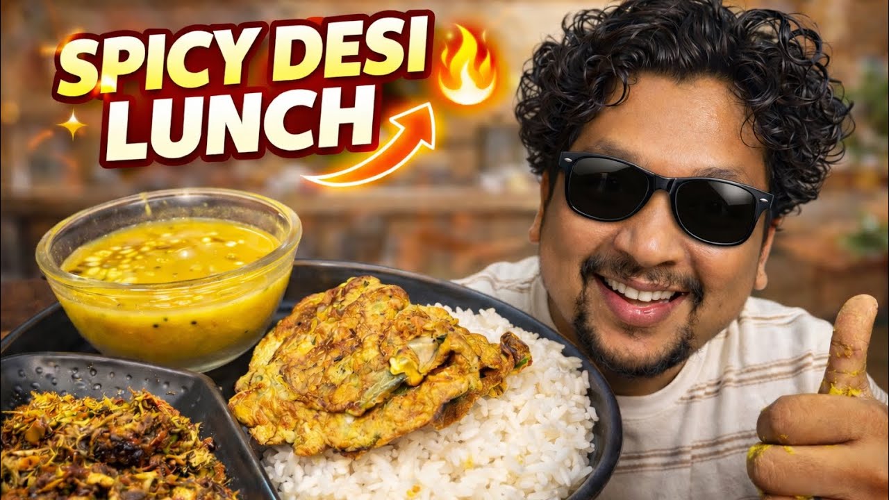 Too Spicy Dal Rice and Omelette 🔥Desi Lunch Mukbang | Indian Eating Show 