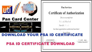 UTI psa id certificate/UTI pan centre certificate/ how to download UTI psa certificate/digital world