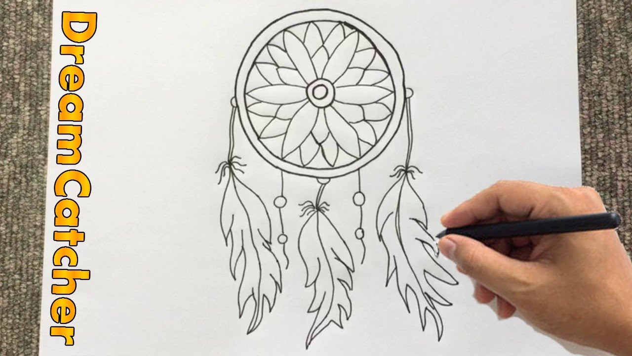 How to Draw a Dream Catcher Drawing | Easy Outline | Dreamcatcher