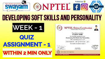 Developing Soft Skills And Personality - NPTEL, week 1 quiz assignment 1 solved
