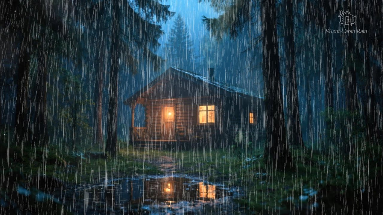 🌧️ Cozy Cabin in the Rainy Forest Night | Relaxing Heavy Rain Ambience ...