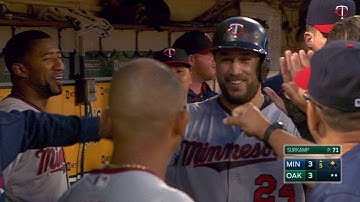 MIN@OAK: Grossman drops an RBI double into right