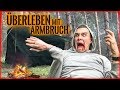 Berleben mit gebrochenem arm in der wildnis   feuer shelter nahrung  survival mattin