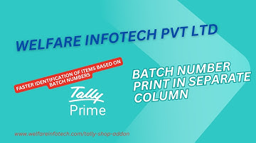 Batch Number Print in Separate Column | Tally Prime Addon | Welfare Infotech