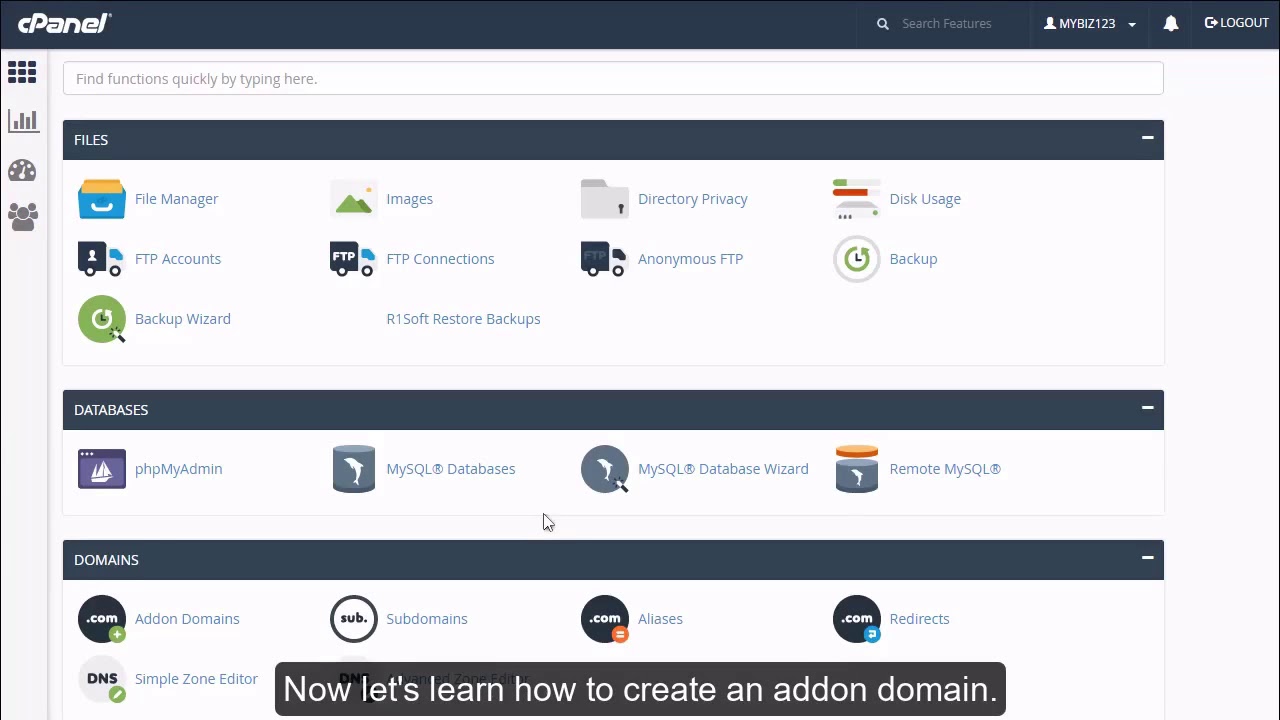 How to create an addon domain in cPanel?