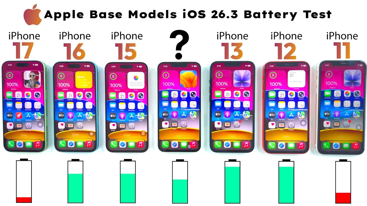 iPhone 17 vs 16 vs 15 vs 14 vs 13 vs 12 vs 11 - iOS 26.3 ULTIMATE Battery DRAIN Test 🥵
