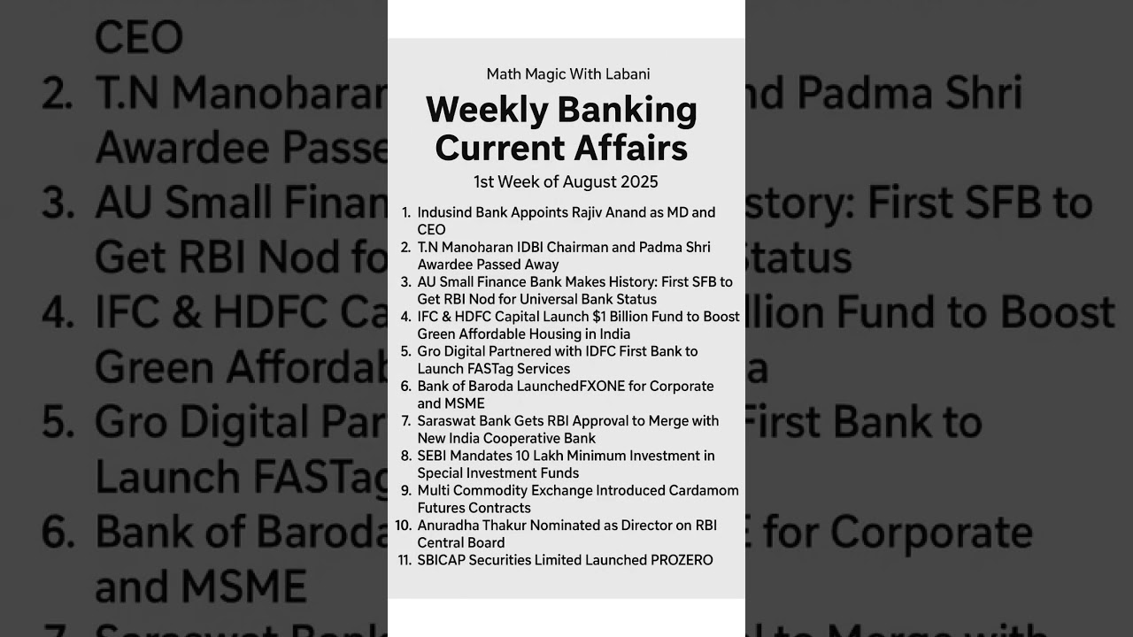 Weekly Banking Updates – Stay Ahead with the Top 10+ Banking & Finance News of 1st Week August 2025