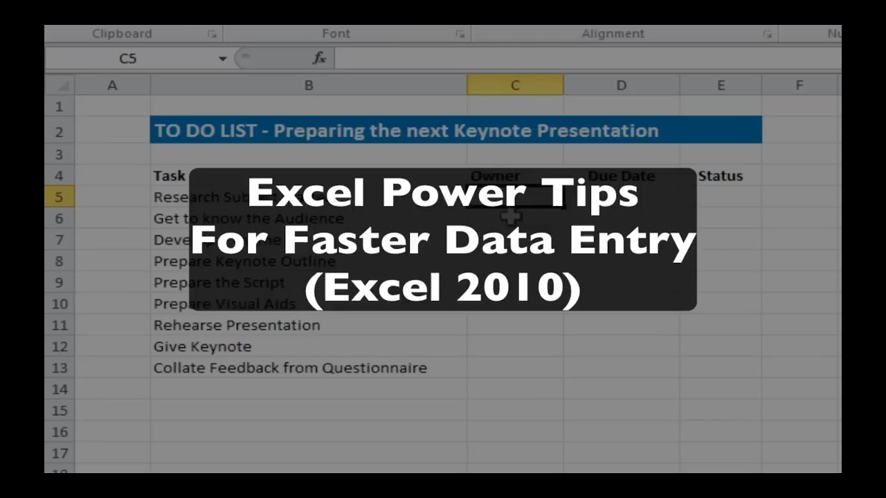 Excel Power Tips: 10 Ways to make Data Entry Faster and More Accurate ...