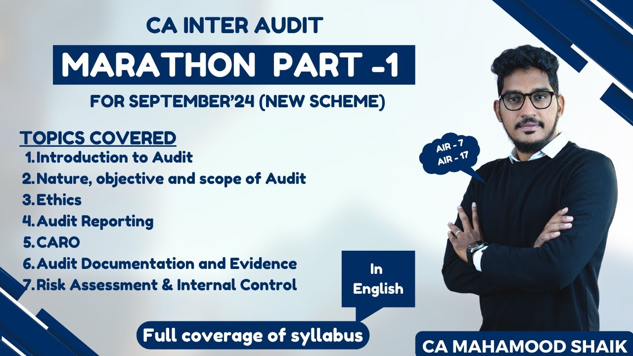 CA INTER AUDITING MARATHON PART - 1 (IN ENGLISH) | For May 2024 | CA ...