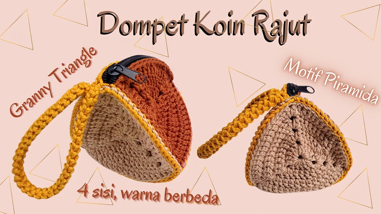 Dompet Koin Rajut Motif Sphinx / Crochet Coin Pouch / Crochet Coin Purse / Motif Segitiga / Piramida