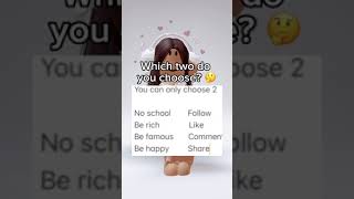 Which two do you choose ?? shorts roblox robloxcatalog goviral trend viral noschool two
