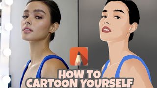 HOW TO CARTOON YOURSELF LIKE A PRO ON MOBILE for beginners / sketchbook app / screenshot 1