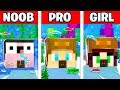 NOOB vs PRO vs GIRL FRIEND UNDERWATER MINECRAFT HOUSE BATTLE! (Build Challenge)