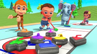 learning colors shapes for children with little babies fun play olympic sport curling game 3d edu